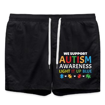 Wir unterstützen das Autismus-Bewusstsein Lasst es - Badeshorts - Schwarz - Vorne - AI Model Male 185 light (185cm)