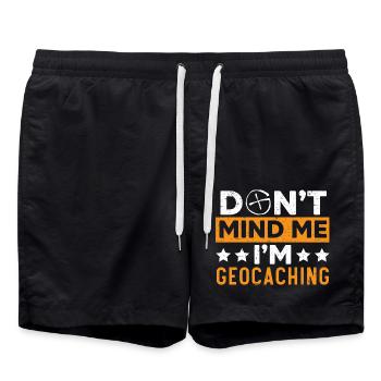Ich bin beim Geocaching Geocacher Geocache - Badeshorts - Schwarz - Vorne - AI Model Male 185 light (185cm)