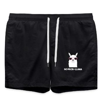 Llama Alpaca Lama Spruch Lustig Alpaka Fun - Badeshorts - Schwarz - Vorne - AI Model Male 185 light (185cm)