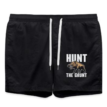 Jagd auf das Grunt Wildschwein Wildschweinjäger Sc - Badeshorts - Schwarz - Vorne - AI Model Male 185 light (185cm)