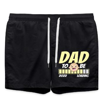 Werde Vater 2022 Loading Papa - Badeshorts - Schwarz - Vorne - AI Model Male 185 light (185cm)