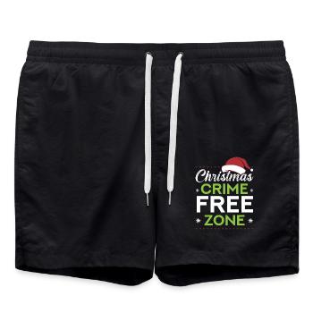 Weihnachten Kriminalitätsfreie Zone Santa Polizei - Badeshorts - Schwarz - Vorne - AI Model Male 185 light (185cm)
