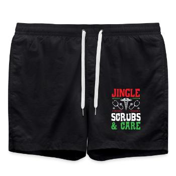 Jingle Scrubs & Care Krankenschwester Weihnachten - Badeshorts - Schwarz - Vorne - AI Model Male 185 light (185cm)
