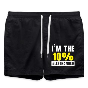 Ich bin die 10 Prozent #Linkshänderin Linkshänderi - Badeshorts - Schwarz - Vorne - AI Model Male 185 light (185cm)