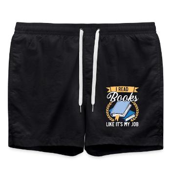Lesen beflügelt die Vorstellungskraft Lesen Bücher - Badeshorts - Schwarz - Vorne - AI Model Male 185 light (185cm)