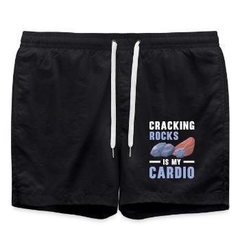 Felsen knacken ist meine Kardio Steinesammeln - Badeshorts - Schwarz - Vorne - AI Model Male 185 light (185cm)
