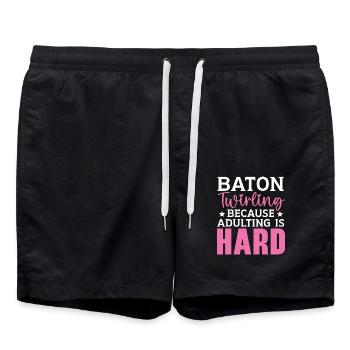 Baton Twirling Weil Erwachsenwerden schwer ist Twi - Badeshorts - Schwarz - Vorne - AI Model Male 185 light (185cm)