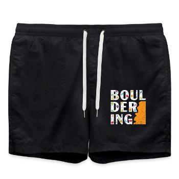 Boulderer Felskletterer Bergsteigen Bouldern - Badeshorts - Schwarz - Vorne - AI Model Male 185 light (185cm)