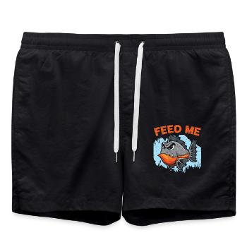 Füttere mich Piranha Sammler Aquarianer Fischzucht - Badeshorts - Schwarz - Vorne - AI Model Male 185 light (185cm)