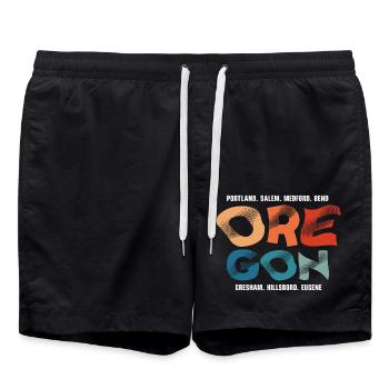 Oregon USA Bundesstaat Amerika Reisen Oregonian Sa - Badeshorts - Schwarz - Vorne - AI Model Male 185 light (185cm)