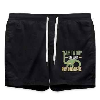 Nur ein Junge, der Brachiosaurus liebt Dinosaurier - Badeshorts - Schwarz - Vorne - AI Model Male 185 light (185cm)