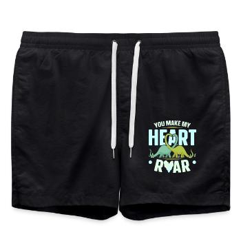 Du bringst mein Herz zum Klingen Paläontologe Dino - Badeshorts - Schwarz - Vorne - AI Model Male 185 light (185cm)