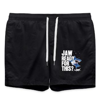 Kiefer bereit für diesen Hai Liebhaber Meeresbiolo - Badeshorts - Schwarz - Vorne - AI Model Male 185 light (185cm)