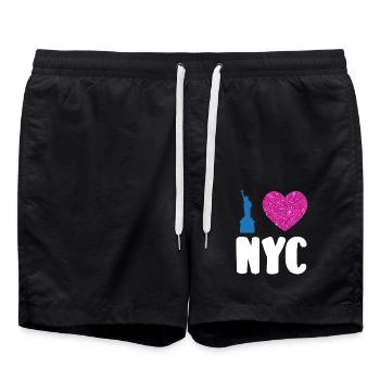 Ich liebe NYC New York City USA Amerika Reisen - Badeshorts - Schwarz - Vorne - AI Model Male 185 light (185cm)