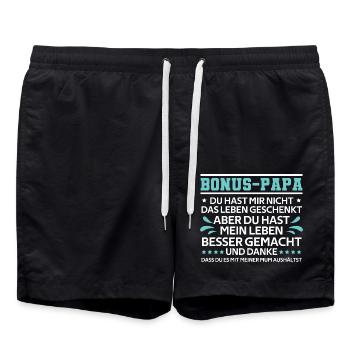 Bonus Papa Stiefvater Geschenk Pflegevater - Badeshorts - Schwarz - Vorne - AI Model Male 185 light (185cm)