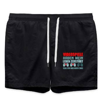 Videospiele Leben Zerstört Gamer Herzen Zocker - Badeshorts - Schwarz - Vorne - AI Model Male 185 light (185cm)