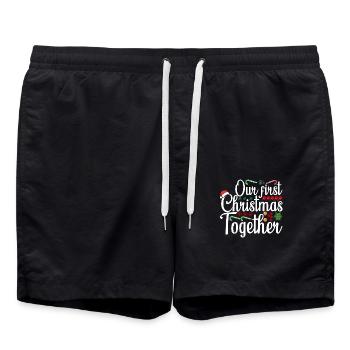 First Christmas Together Partnerlook Weihnachten - Badeshorts - Schwarz - Vorne - AI Model Male 185 light (185cm)