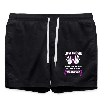 Diese Brüste Sind Vergeben An Heißen Polizist - Badeshorts - Schwarz - Vorne - AI Model Male 185 light (185cm)