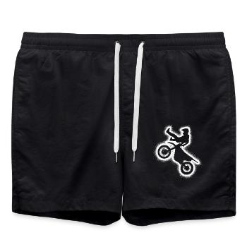 Dirt Biker Motorrad Kinder Jungen Motocross Herren - Badeshorts - Schwarz - Vorne - AI Model Male 185 light (185cm)