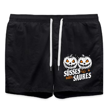 Halloween Zwillinge - Süßes oder Saures - Badeshorts - Schwarz - Vorne - AI Model Male 185 light (185cm)