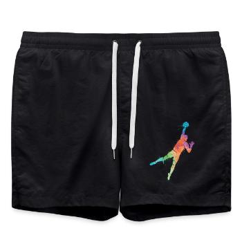 Fußball Torwart Fußballspieler Fußballer Torhüter - Badeshorts - Schwarz - Vorne - AI Model Male 185 light (185cm)