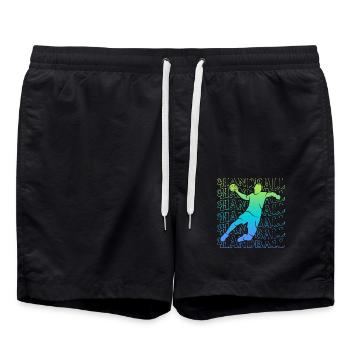 Handballspieler Handballer Jungen Handball Herren - Badeshorts - Schwarz - Vorne - AI Model Male 185 light (185cm)