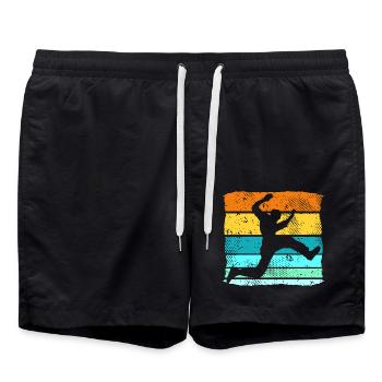 Retro Parkour Läufer Freerunning Parkourläufer - Badeshorts - Schwarz - Vorne - AI Model Male 185 light (185cm)