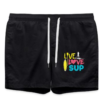 Live Love Sup - Stand Up Paddle - Badeshorts - Schwarz - Vorne - AI Model Male 185 light (185cm)