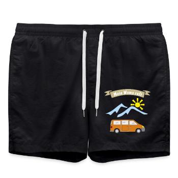 womo ruft - Badeshorts - Schwarz - Vorne - AI Model Male 185 light (185cm)