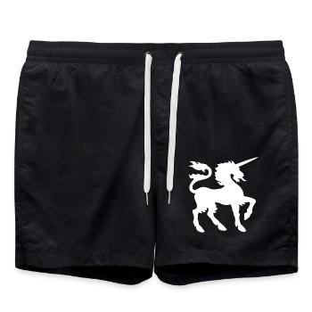 Einhorn-Silhouette mit aufrechtem Horn - Badeshorts - Schwarz - Vorne - AI Model Male 185 light (185cm)