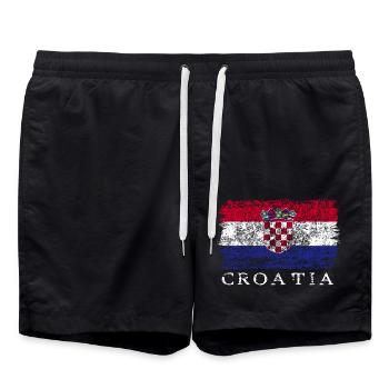 Kroatien Kroatische Flagge Kroatienflagge - Badeshorts - Schwarz - Vorne - AI Model Male 185 light (185cm)