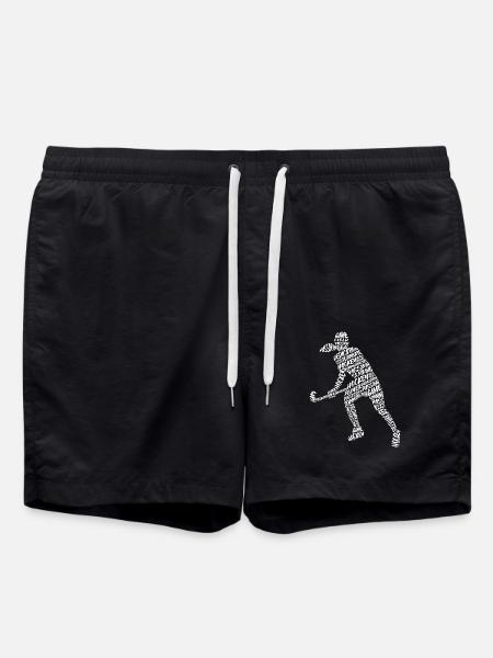 Hockeyspieler Typografie Mädchen Kinder Feldhockey - Badeshorts - Schwarz