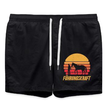 Pferde Führungskraft Pferdehof Zubehör Reiter Reit - Badeshorts - Schwarz - Vorne - AI Model Male 185 light (185cm)