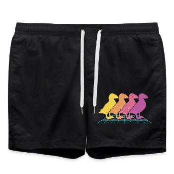 Papageitaucher Puffin Papageientaucher Retrowave - Badeshorts - Schwarz - Vorne - AI Model Male 185 light (185cm)