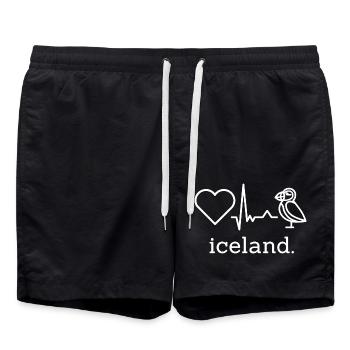 Ich liebe Island Papageientaucher Iceland - Badeshorts - Schwarz - Vorne - AI Model Male 185 light (185cm)