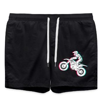 Dirt Biker Motorrad Herren Kinder Motocross Jungen - Badeshorts - Schwarz - Vorne - AI Model Male 185 light (185cm)