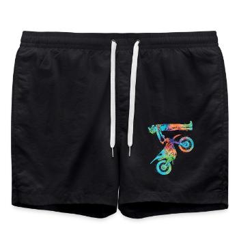 Dirt Biker Dirtbike Kinder Motocross Bike Mädchen - Badeshorts - Schwarz - Vorne - AI Model Male 185 light (185cm)