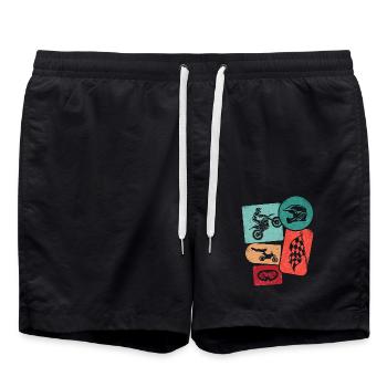Motocross Dirtbike Motorrad Jungen Dirt Bike - Badeshorts - Schwarz - Vorne - AI Model Male 185 light (185cm)