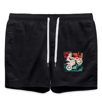 Dirt Biker Dirtbike Vintage Motocross Herren - Badeshorts - Schwarz - Vorne - AI Model Male 185 light (185cm)