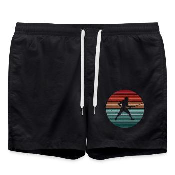 Fechtsport Fechtkampf Fechten Retro Fechter - Badeshorts - Schwarz - Vorne - AI Model Male 185 light (185cm)