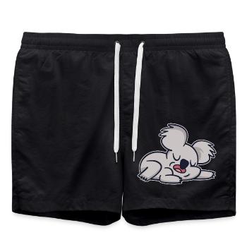 Koala Morgenmuffel Koalabär Langschläfer Faulpelz - Badeshorts - Schwarz - Vorne - AI Model Male 185 light (185cm)