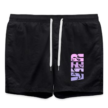 Kinder Geburtstag Mädchen 4 Jahre Meerjungfrau - Badeshorts - Schwarz - Vorne - AI Model Male 185 light (185cm)