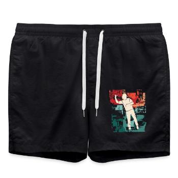 Dart Spieler Vintage Dartscheibe Dartspieler - Badeshorts - Schwarz - Vorne - AI Model Male 185 light (185cm)