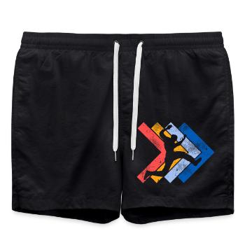 Retro Parkour Lauf Freerunning Parkourläufer - Badeshorts - Schwarz - Vorne - AI Model Male 185 light (185cm)