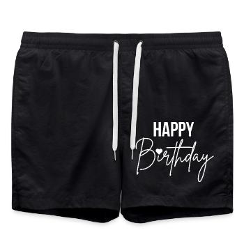 Happy Birthday - Badeshorts - Schwarz - Vorne - AI Model Male 185 light (185cm)