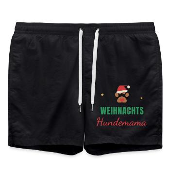 Weihnachts-Hundemama – Pfote mit Mütze - Badeshorts - Schwarz - Vorne - AI Model Male 185 light (185cm)