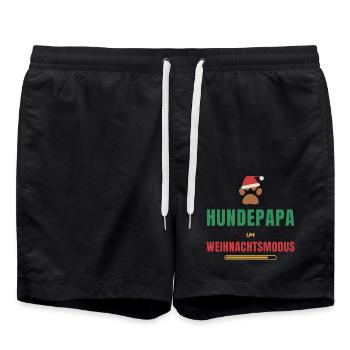 Hundepapa im Weihnachtsmodus – Hund - Badeshorts - Schwarz - Vorne - AI Model Male 185 light (185cm)
