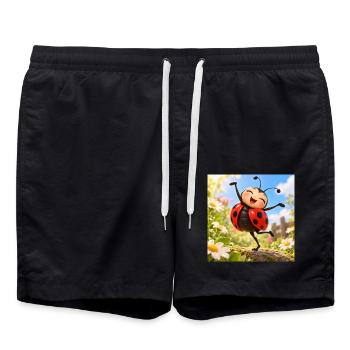 Glückliches Marienkäfer im Garten - Badeshorts - Schwarz - Vorne - AI Model Male 185 light (185cm)