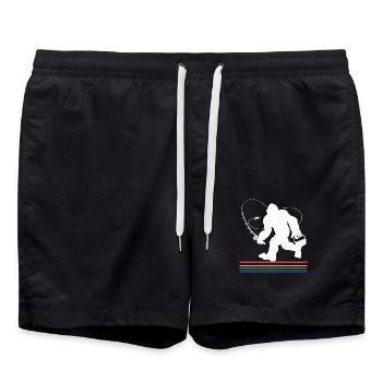 Forelle Forellenteich Angelhaken Angelrute Angler - Badeshorts - Schwarz - Vorne - AI Model Male 185 light (185cm)