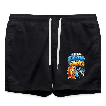 Fische Durst Cartoon Spruch - Badeshorts - Schwarz - Vorne - AI Model Male 185 light (185cm)